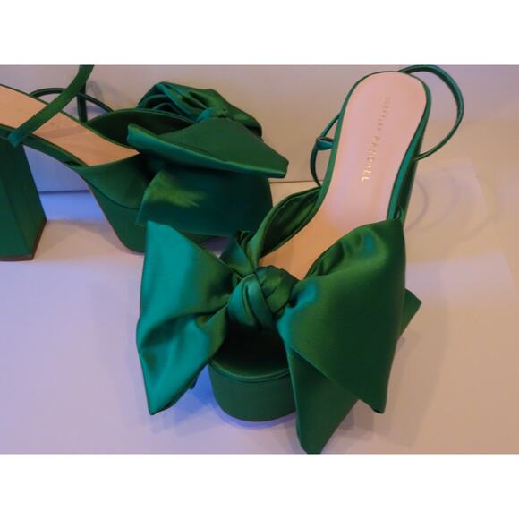 Loeffler Randall Camellia Emerald Green Platform Bow Sandals Pumps NWOT 698 Sz 7 - Picture 13 of 14